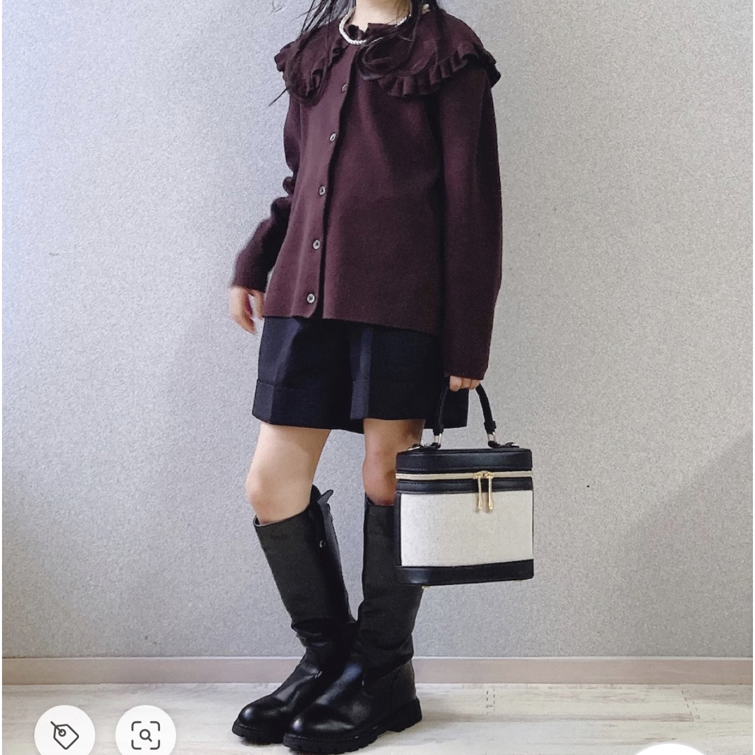 LOWRYS FARM(ローリーズファーム)のローリーズファーム　フリルカラーニットＬＳ キッズ/ベビー/マタニティのキッズ服女の子用(90cm~)(カーディガン)の商品写真