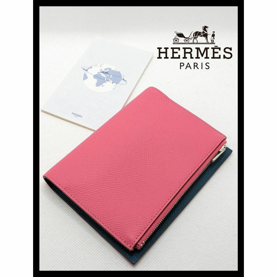 美品 エルメス HERMES EAジップ 手帳カバー バイカラー ヴィジョン横約 