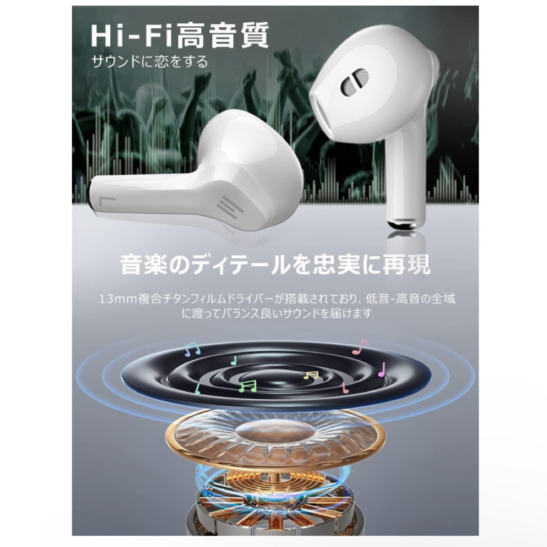 ワイヤレスイヤホン Bluetooth 5.1 AAC/SBC対応 スマホ/家電/カメラのオーディオ機器(ヘッドフォン/イヤフォン)の商品写真