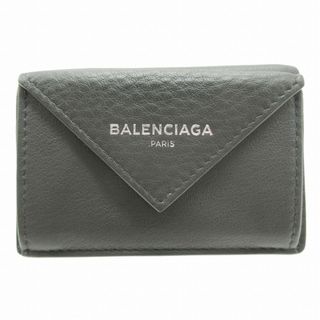 極美品☆BALENCIAGA バレンシアガ 470059 クラシックミニ 3つ折り レザー コンパクトウォレット/財布 ベージュ イタリア製 箱・保存袋付き