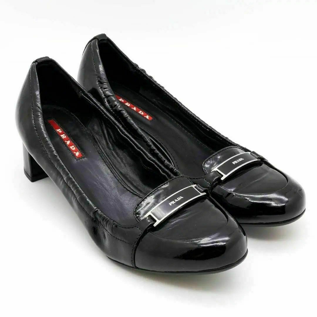 PRADA - 《希少》PRADA ローファー エナメル ロゴ レディース 23.5cmの