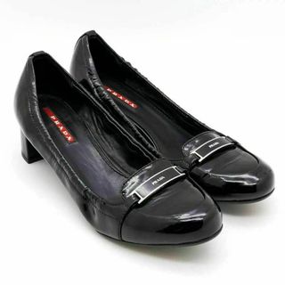 プラダ(PRADA)の《希少》PRADA ローファー エナメル ロゴ レディース 23.5cm(ローファー/革靴)