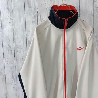 PUMA⭐️トラックジャケット L プーマロゴ オーバーサイズ 黒赤