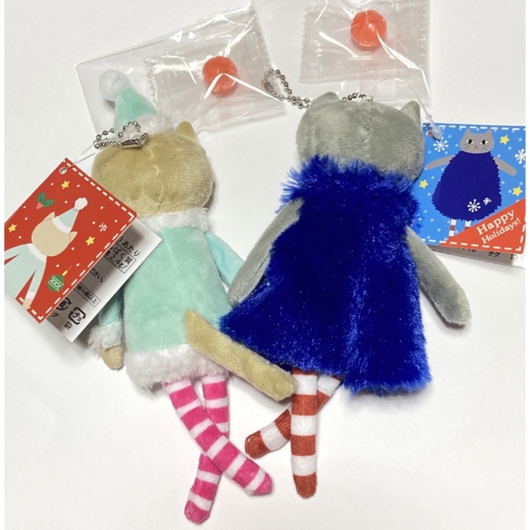 KALDI(カルディ)のカルディ　クリスマス　モコネコ　くたくたねこちゃん　セット　キャンディ付き エンタメ/ホビーのおもちゃ/ぬいぐるみ(ぬいぐるみ)の商品写真