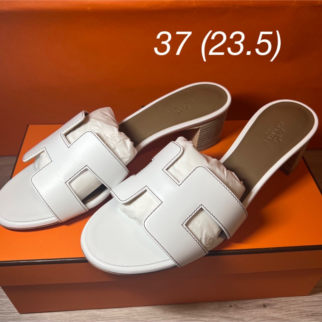 37ヒール【新品未使用】 HERMES オアジス　37 (23.5)白　ホワイト