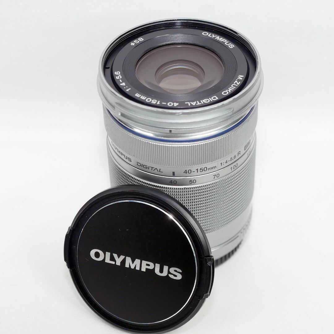 OLYMPUS(オリンパス)のOLYMPUS M.ZUIKO 40-150mm シルバー　望遠ズームレンズ スマホ/家電/カメラのカメラ(レンズ(ズーム))の商品写真