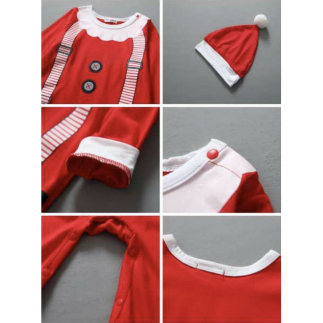 ベビー服 赤 95 クリスマス サンタクロース ロンパース サンタ キッズ B キッズ/ベビー/マタニティのベビー服(~85cm)(ロンパース)の商品写真