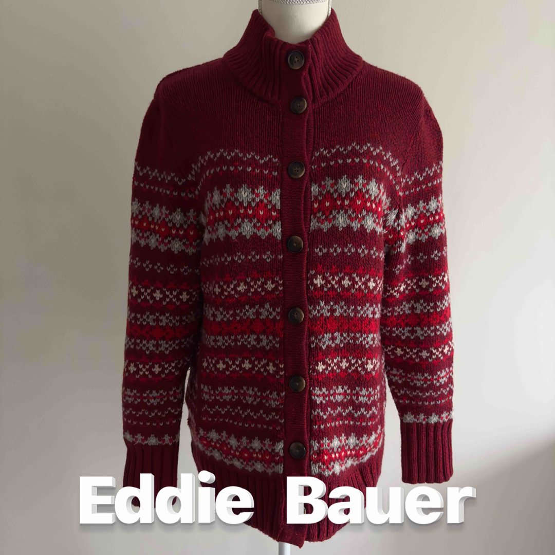 Eddie Bauer(エディーバウアー)のエディーバウアー ノルディック柄 ニット カーディガン Lサイズ メンズのトップス(ニット/セーター)の商品写真