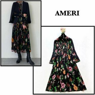 アメリヴィンテージ(Ameri VINTAGE)の【アメリヴィンテージ】大人気完売＊ロングプリーツワンピース　シャツドレス　花柄(ロングワンピース/マキシワンピース)