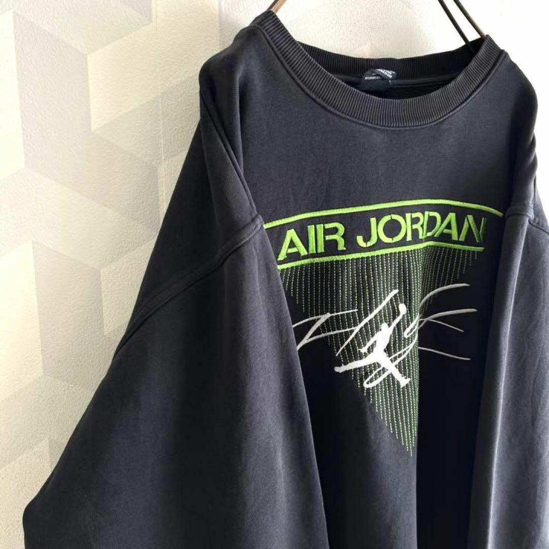 【レア】ナイキ 刺繍 肉厚 エアジョーダン スウェット トレーナー黒 nike.