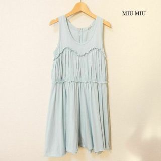 ミュウミュウ イタリア製 フレンチスリーブ ワンピース 44 ブルー系 MIUMIU レディース   【230701】