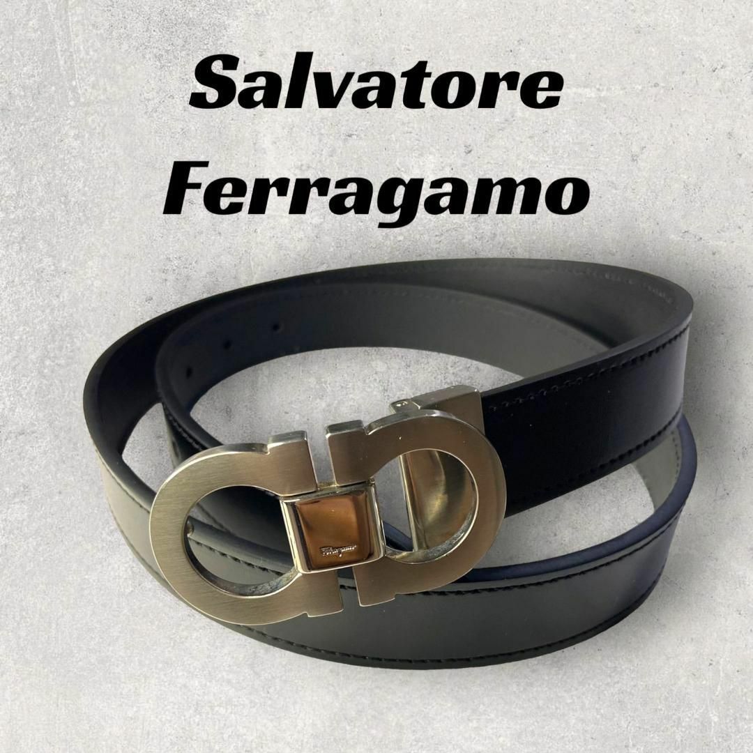 Salvatore Ferragamo ベルト ガンチーニ レザー ブラック