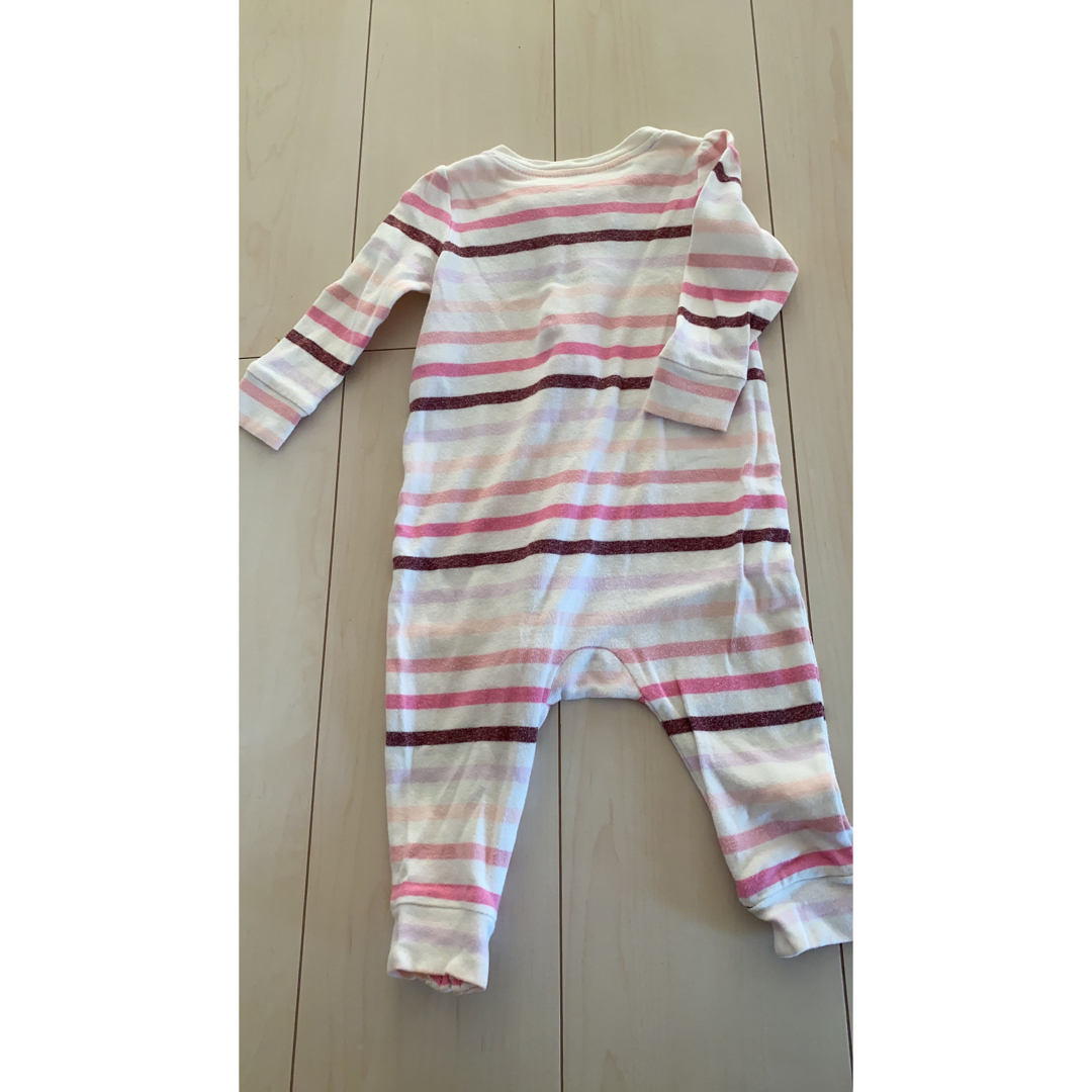 babyGAP(ベビーギャップ)のGAP ホワイト ピンク ボーダー ロンパース 70 キッズ/ベビー/マタニティのベビー服(~85cm)(ロンパース)の商品写真