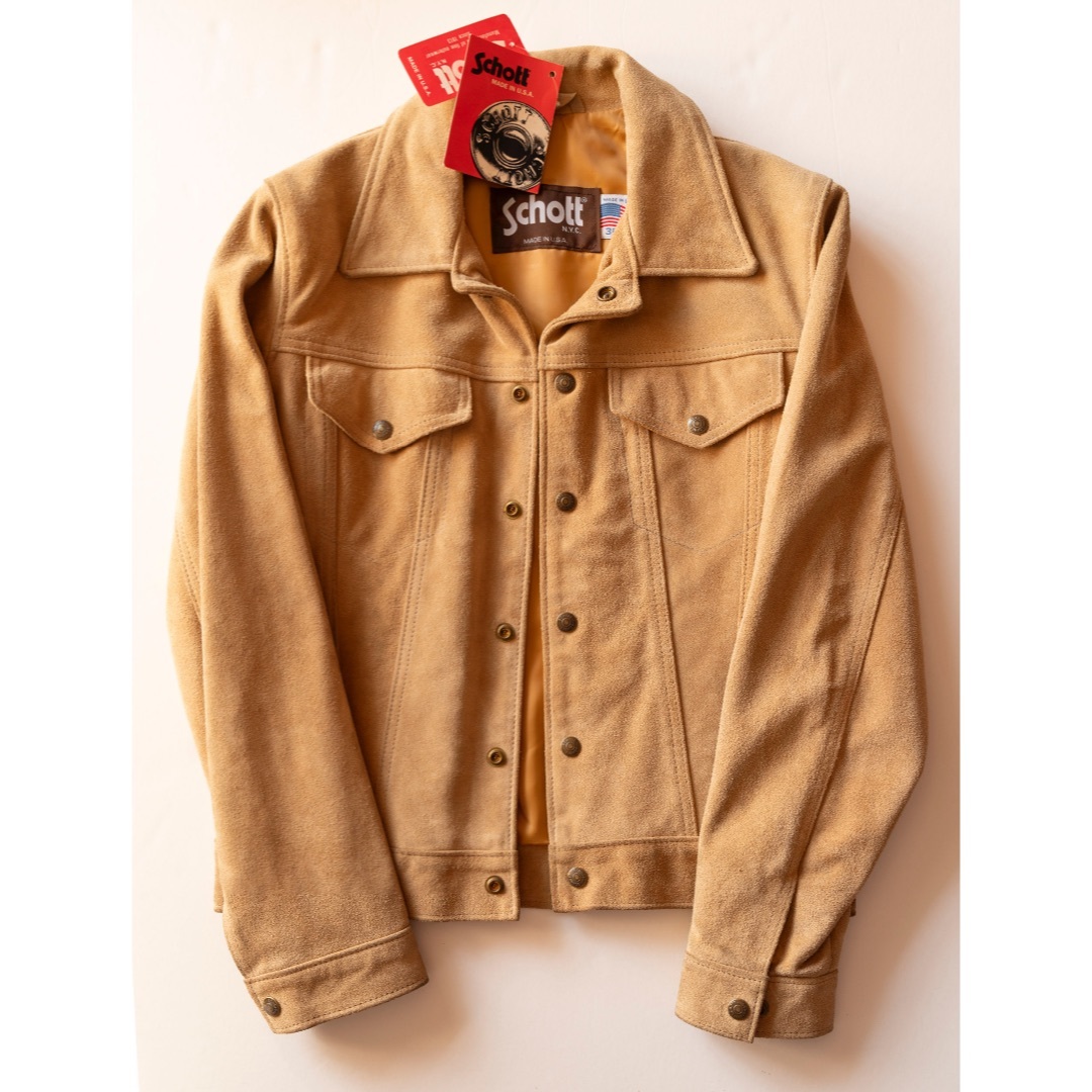 schott - Schott アメリカ製 Made in USA スエード 36 キャメル タグの