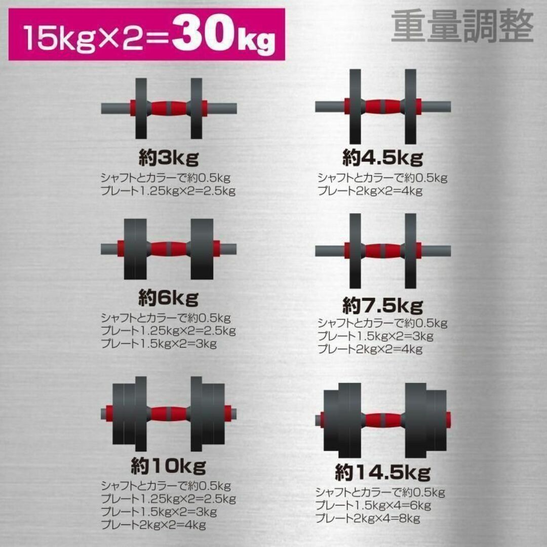 ダンベル バーベル 30kg 15kg×2個 セメント 高性能 筋トレ 宅トレ スポーツ/アウトドアのトレーニング/エクササイズ(トレーニング用品)の商品写真