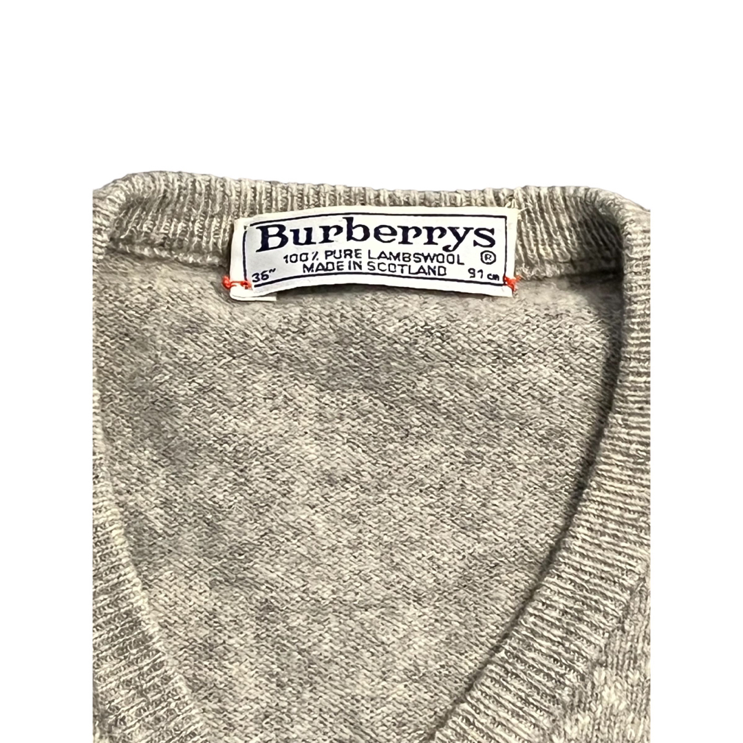 BURBERRY(バーバリー)の良品☆ バーバリーピュアラムウールＶネックセーターオールド男女兼用 メンズのトップス(ニット/セーター)の商品写真