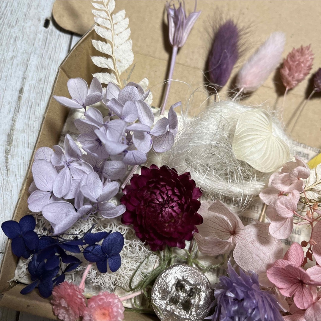 花材　SALE☆ピンク☆パープル花材セット ハンドメイドのフラワー/ガーデン(プリザーブドフラワー)の商品写真