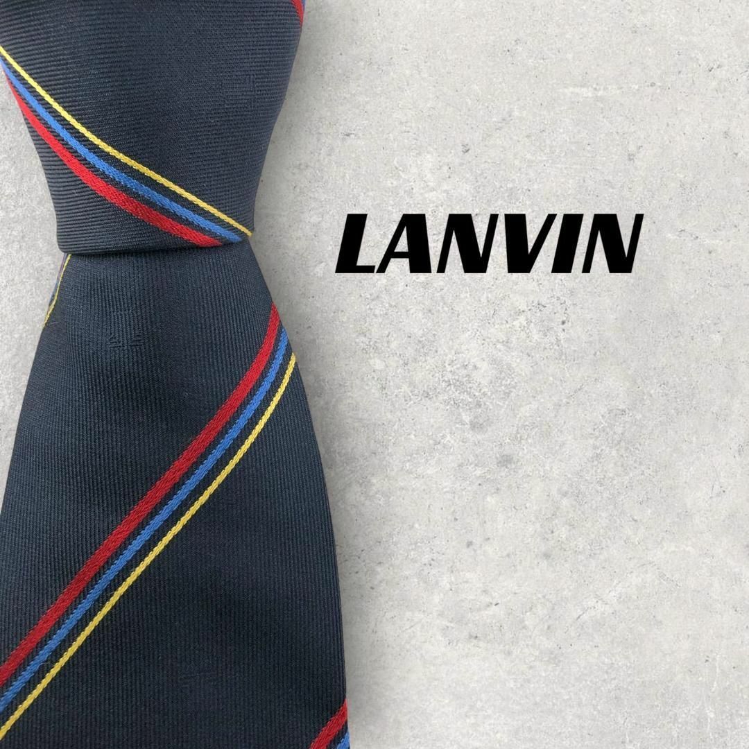 LANVIN(ランバン)の【5522】美品！LANVIN　ランバン　ネクタイ　ネイビー系　ストライプ メンズのファッション小物(ネクタイ)の商品写真