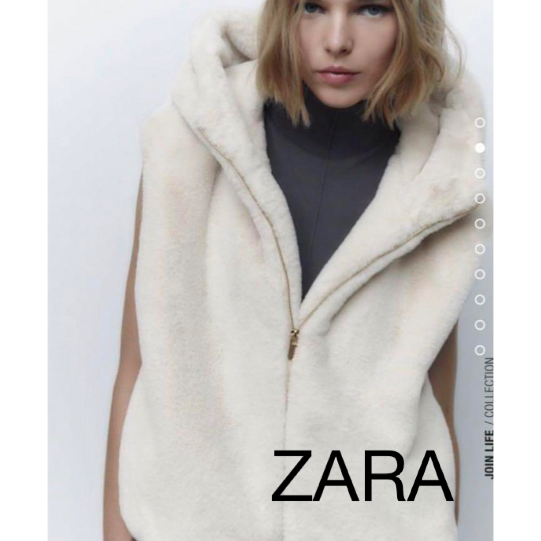 ZARA フード付き フェイクファーベスト L | フリマアプリ ラクマ