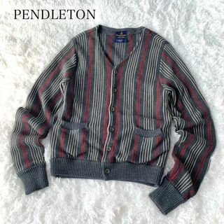 美品　Pendleton ブラック & レッド ウール カーディガン セーター