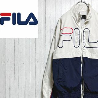 FILA フィラ　（L）　白/紺/黄色/ナイロンジャケット/フルジップ/長袖