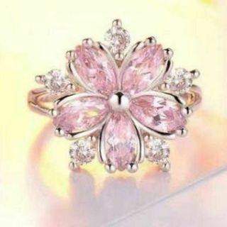 【R110】リング　 メンズ 　レディース　指輪　ピンク　フラワー　花　アクセサ(リング(指輪))