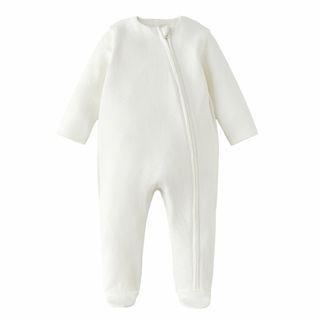 ザラキッズ(ZARA KIDS)のプレーン オープンワーク ロンパース ホワイト 足付き(ロンパース)