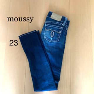 極美品　moussy ホワイトステッチ　パウダーストレートスリム　27インチ