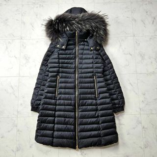 タトラス(TATRAS)の【美品】タトラス　チマ　グレー　シルク　ウール　ファー　ロング丈(ダウンジャケット)