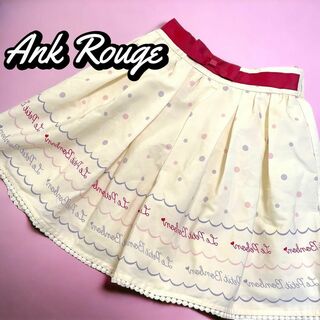 アンクルージュ(Ank Rouge)のAnk Rouge❤️ドットスカート スカート 水玉 スカラップ ロゴ M(ひざ丈スカート)