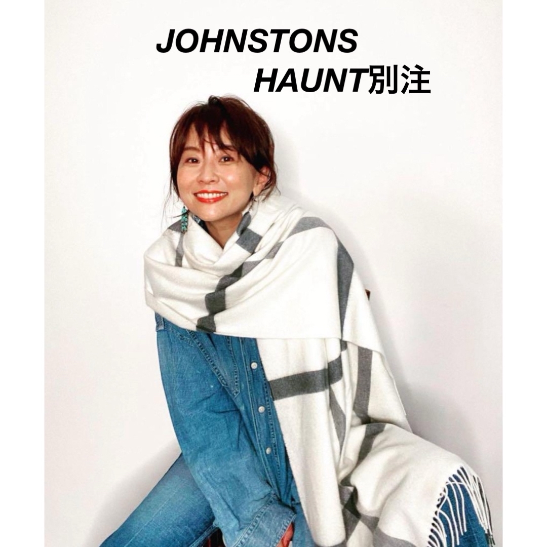 Johnstons(ジョンストンズ)のジョンストンズ　21AW HAUNT別注　グラフチェック　カシミヤ大判ストール レディースのファッション小物(ストール/パシュミナ)の商品写真