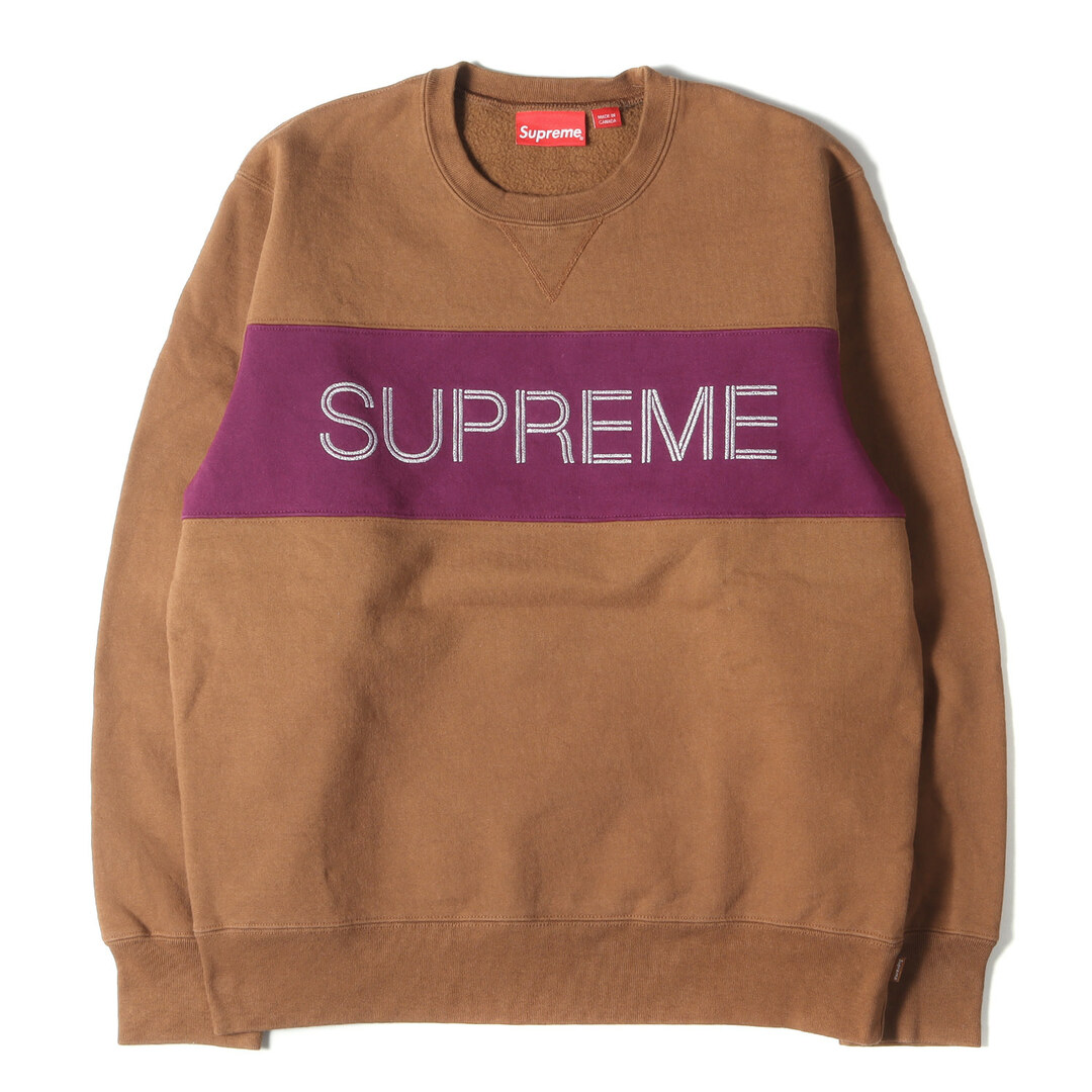 Supreme シュプリーム スウェット サイズ:M 17AW ブランドロゴ刺繍 パネル スウェットシャツ Zig Zag Stitch Panel Crewneck ラスト トップス トレーナー【メンズ】