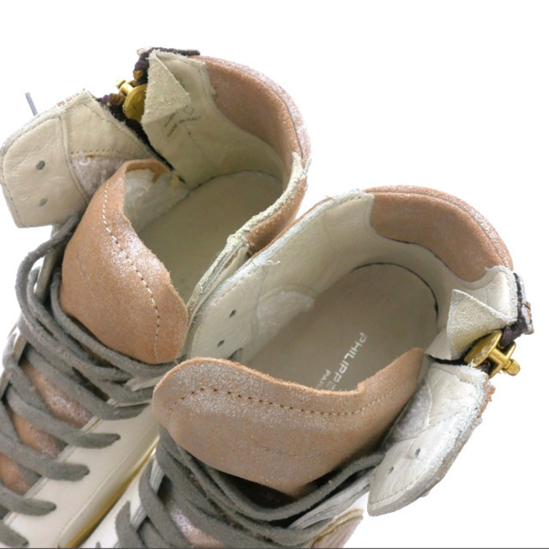 PHILIPPE MODEL(フィリップモデル)のフィリップモデル ハイカットスニーカー サイドジップ 靴 38 ピンク/ホワイト レディースの靴/シューズ(スニーカー)の商品写真