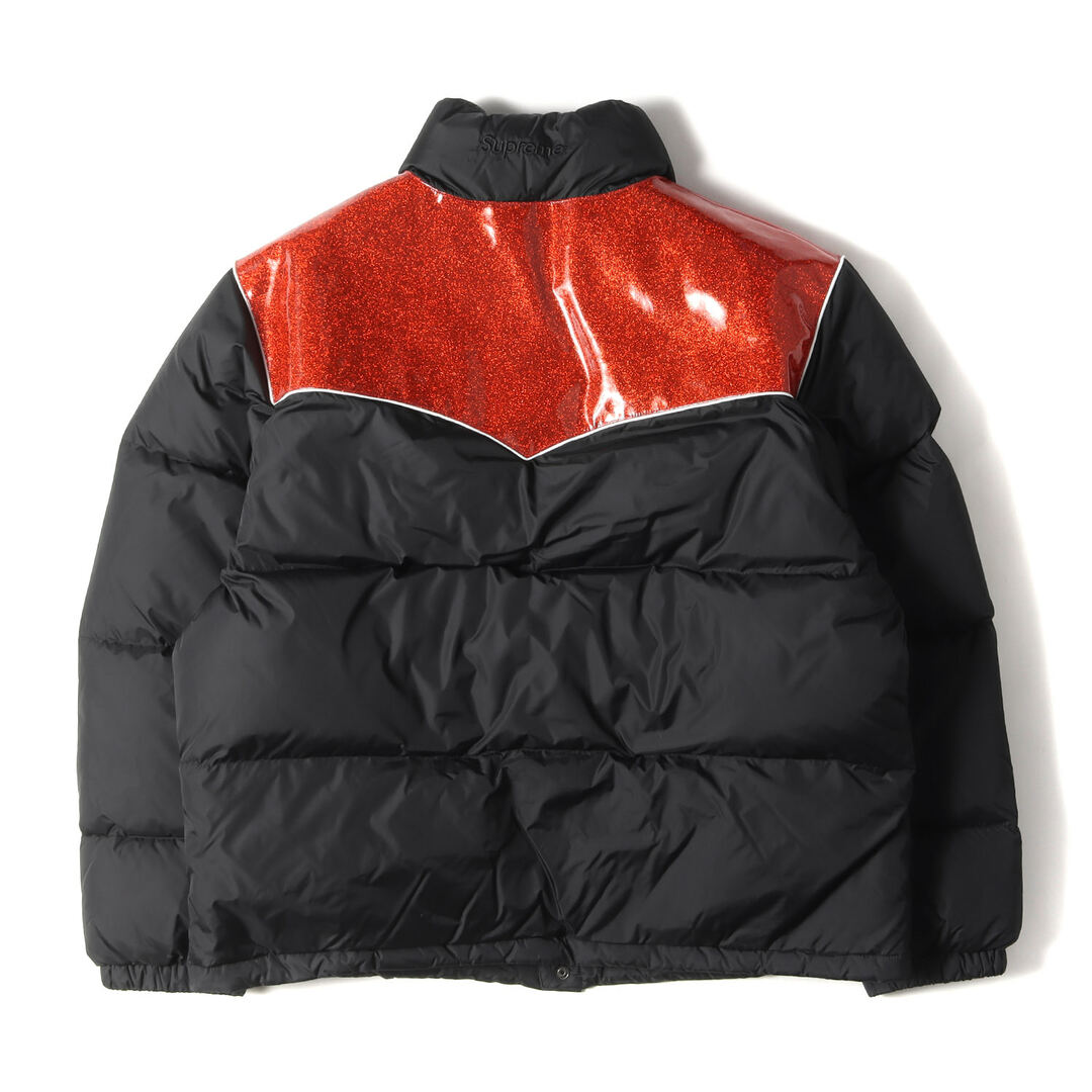 Supreme シュプリーム ジャケット サイズ:L 22AW グリッター ヨーク ダウン ジャケット Glitter Yoke Down  Puffer Jacket ブラック レッド 黒赤 アウター ブルゾン【メンズ】【中古】【美品】