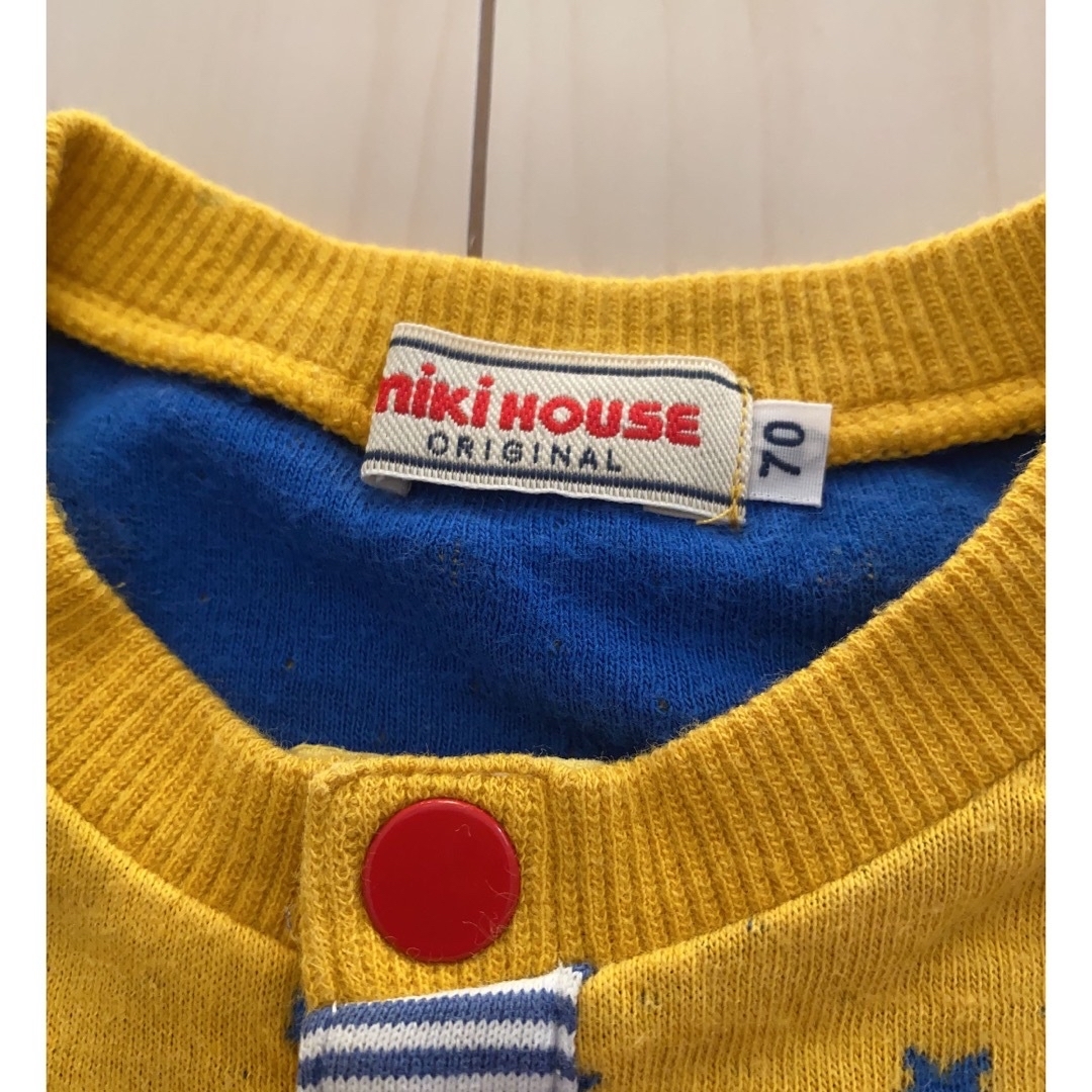 mikihouse(ミキハウス)のミキハウス 黄色💛プッチー 星柄 とBくんグレー2枚セット キッズ/ベビー/マタニティのベビー服(~85cm)(ロンパース)の商品写真