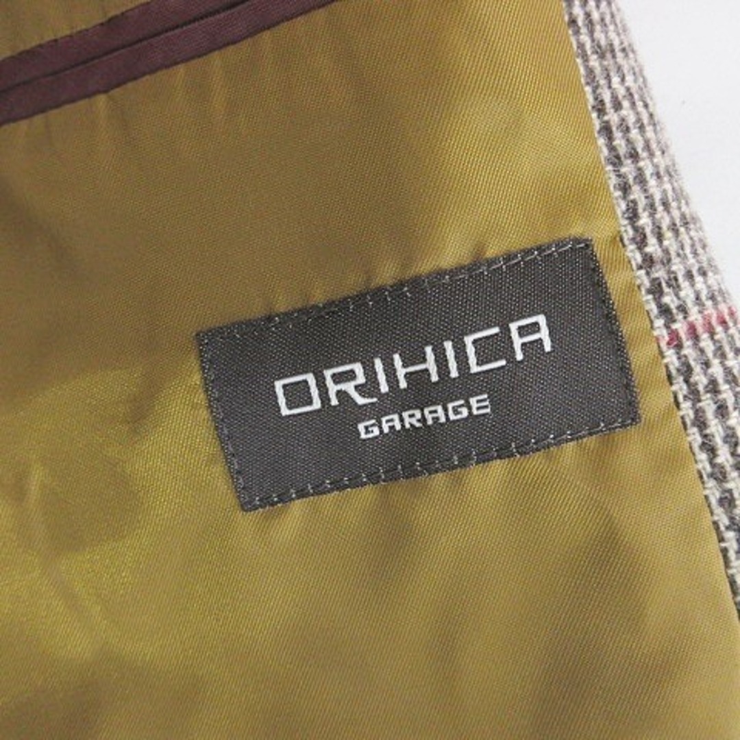 ORIHICA(オリヒカ)のオリヒカ テーラードジャケット シングル ウール チェック柄 茶 赤 LL メンズのジャケット/アウター(テーラードジャケット)の商品写真