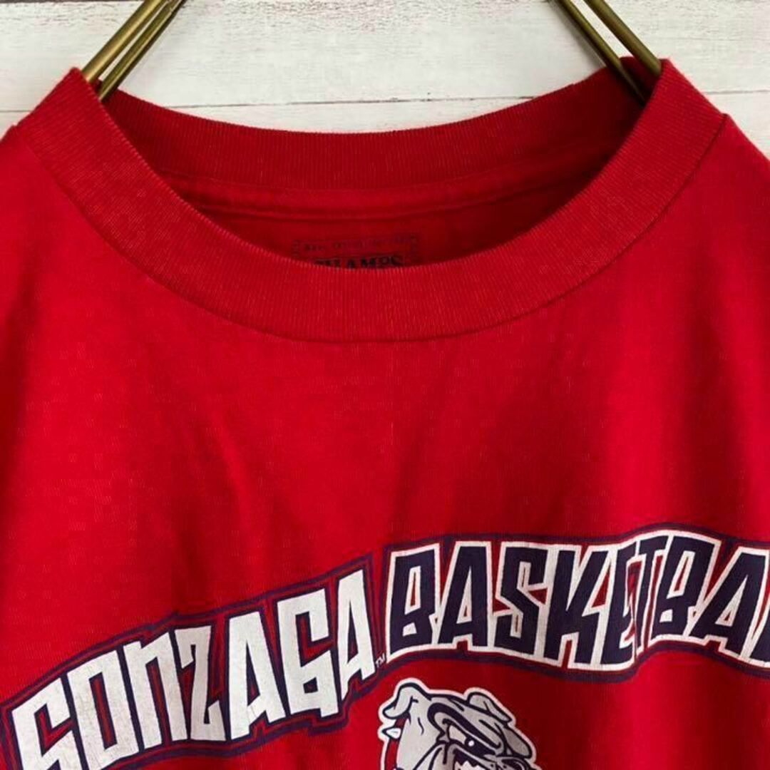 チャンプス ゴンザガ大学 バスケットボール キャラクター レッド 古着 L メンズのトップス(Tシャツ/カットソー(半袖/袖なし))の商品写真