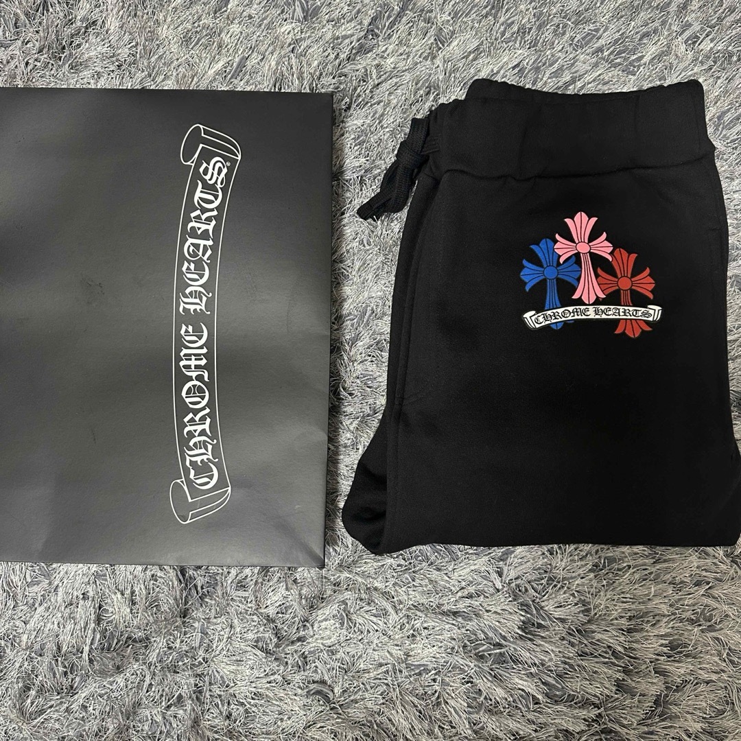 CHROME HEARTS クロムハーツ 22SS MLTCOL CEM CRS SWT PNT マルチカラー セメタリークロス プリント スウェットパンツ ブラック