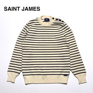 セントジェームス(SAINT JAMES)の☆セントジェームス 肩ボタン ボーダー ショート ニット セーター フランス製(ニット/セーター)