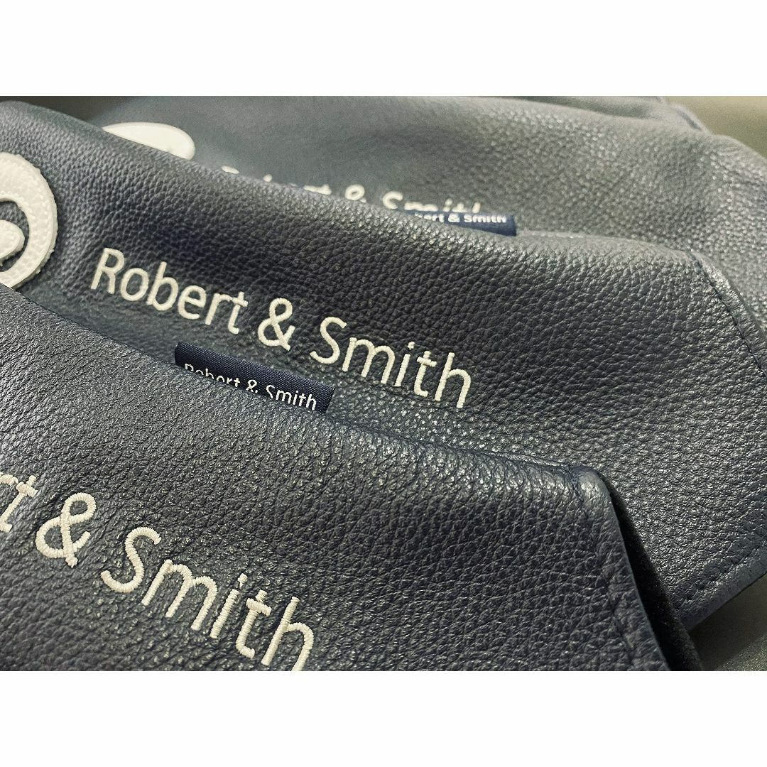 【色: ネイビー・白ナンバー】Robert&Smith ゴルフ用品 本革 ヘッド