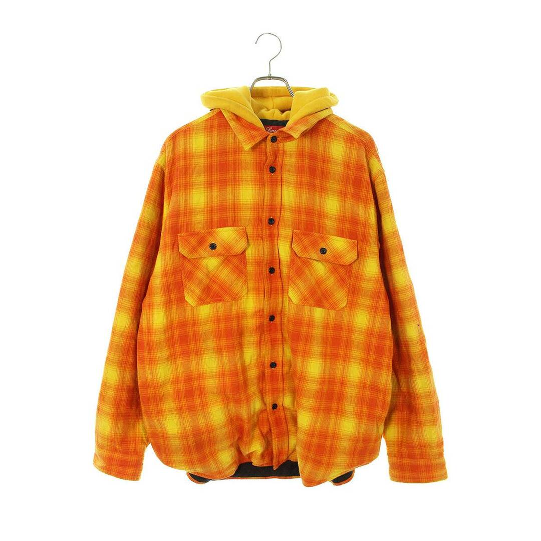 シュプリーム 21AW Hooded Flannel Zip Up Shirt フーデッドフランネルジップアップ長袖シャツ メンズ Lのサムネイル