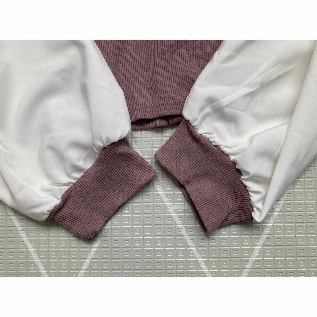 ボリューム袖 切り替え シフォン カットソー レディースのトップス(カットソー(長袖/七分))の商品写真