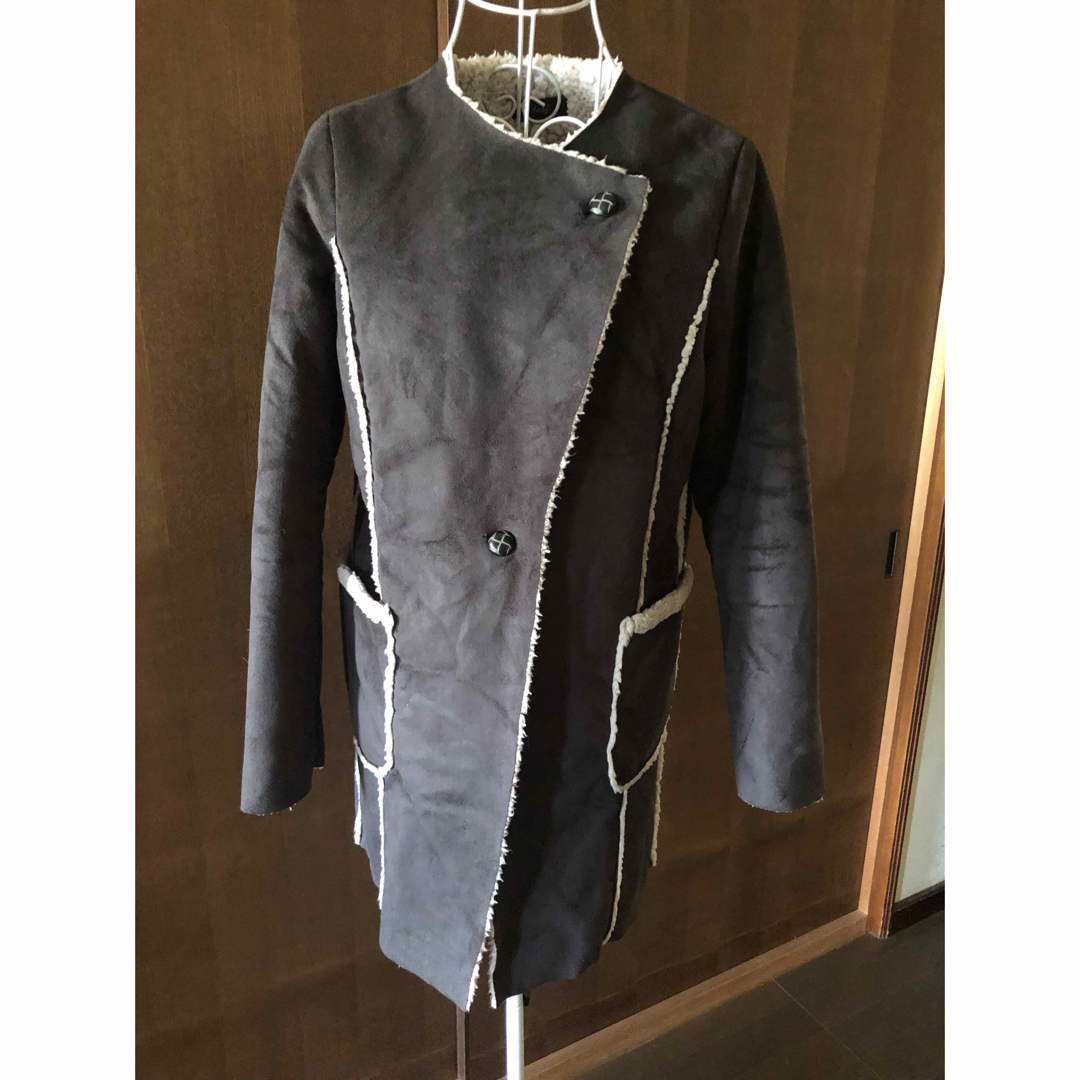 【USED】ロフ　フェイクムートンコート　グレー　 レディースのジャケット/アウター(ムートンコート)の商品写真