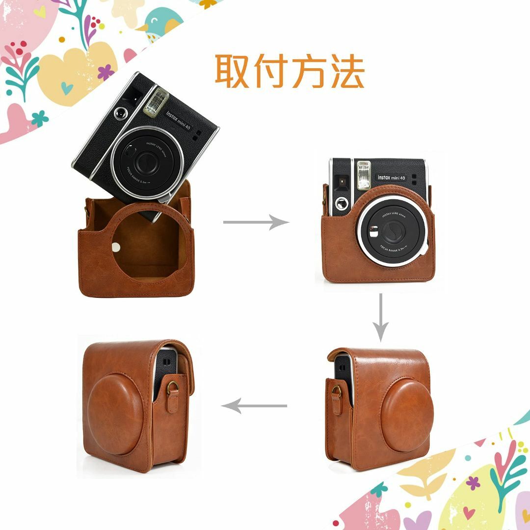【色: Brown】HIYQIN チェキケース,FUJIFILM instax  スマホ/家電/カメラのカメラ(その他)の商品写真