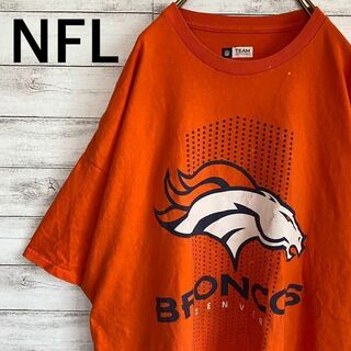 NFL アメフト ブロンコス Tシャツ 半袖　プリント オレンジ 古着　デカロゴ(Tシャツ/カットソー(半袖/袖なし))