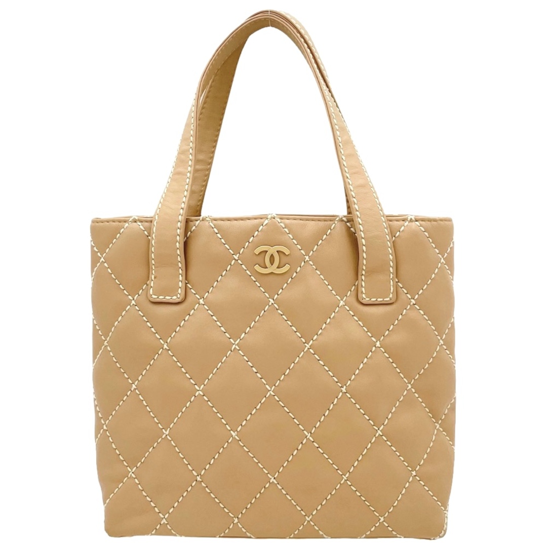 【限定価格】CHANEL シャネル ハンドバッグ ワイルドステッチ トートバッグ ココマーク ココ かばん 鞄 A18126  カーフスキン   ブラウン 茶 ゴールド金具 レディース【品】