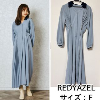 REDYAZEL ボウタイフリルプリーツワンピース