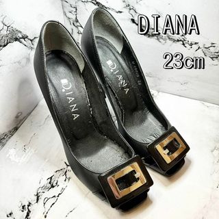 ダイアナ(DIANA)の【美品】DIANA オープントゥ　パンプス　23cm 黒(ハイヒール/パンプス)