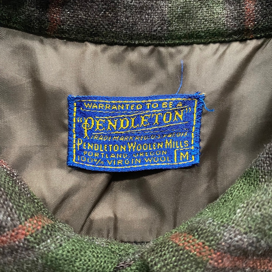 PENDLETON(ペンドルトン)の50s ペンドルトン ウールシャツ M グリーン×ブラウン ボックス/開襟 メンズのトップス(シャツ)の商品写真