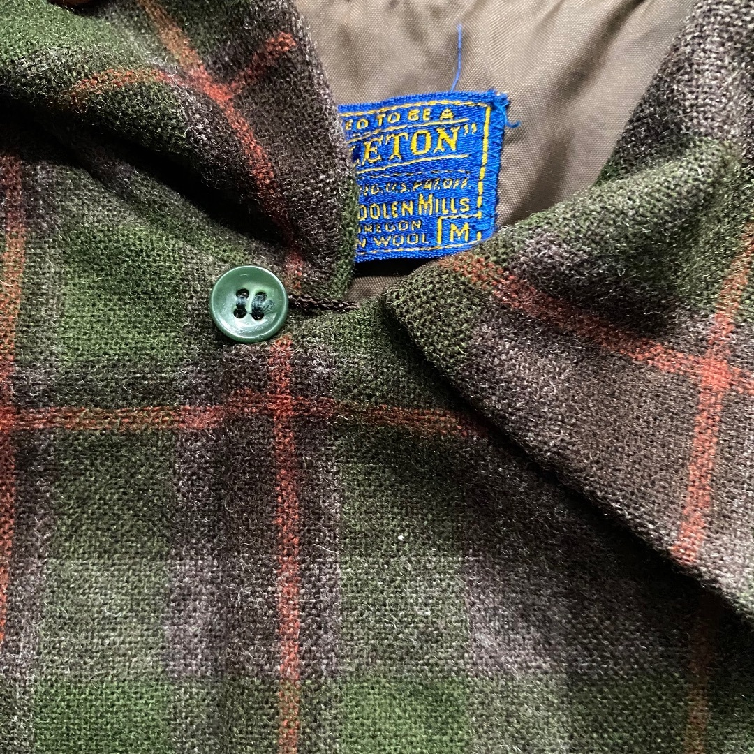 PENDLETON(ペンドルトン)の50s ペンドルトン ウールシャツ M グリーン×ブラウン ボックス/開襟 メンズのトップス(シャツ)の商品写真